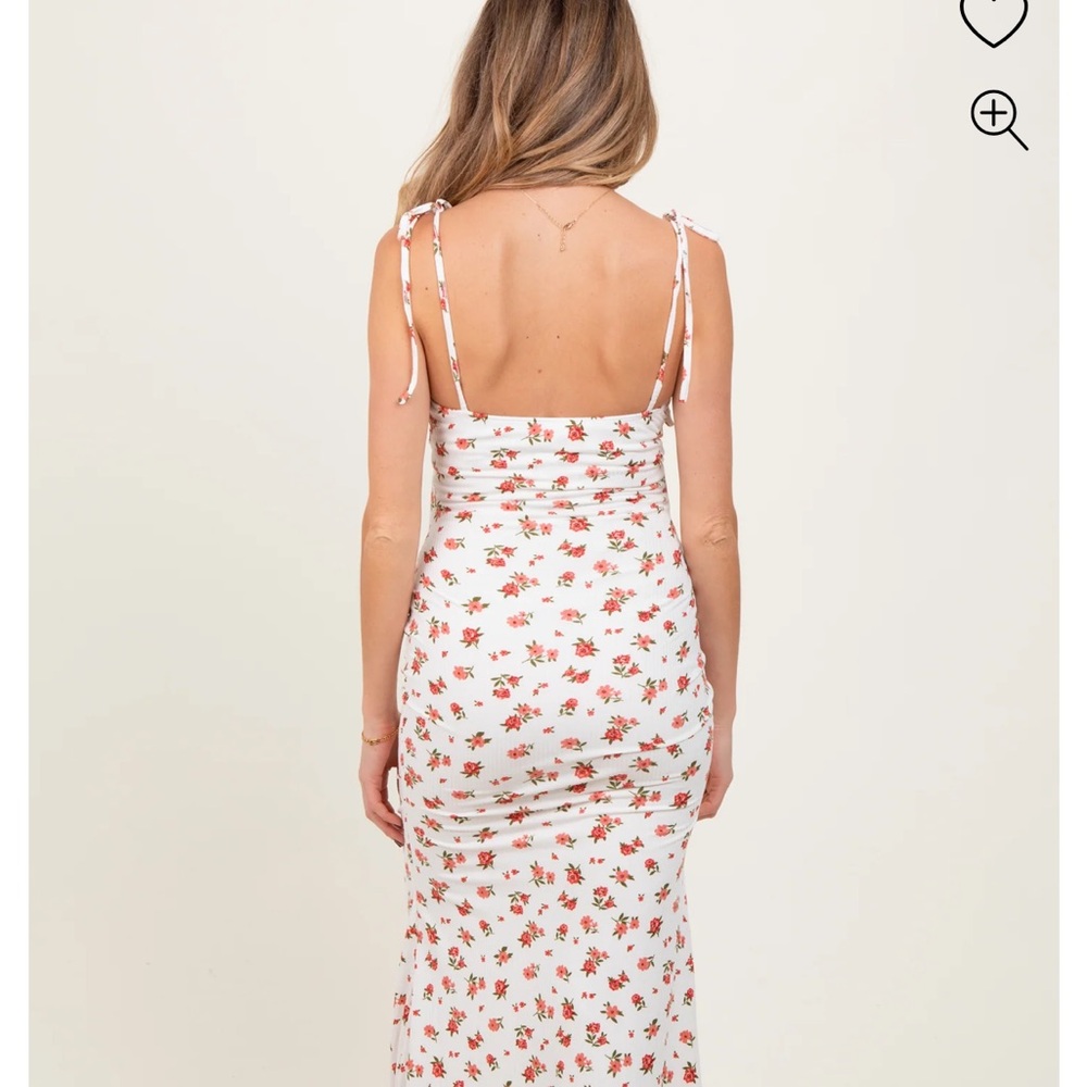 Floral White Dress with Red Flowers - Picture 6 of 10